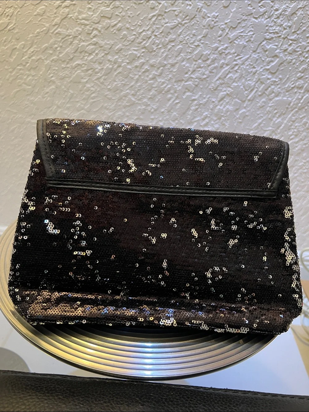 BLACK MESH and SEQUIN MULTI PURPOSE CLUTCH BAG